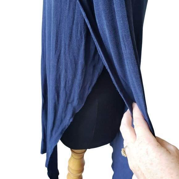 We the Free Navy Blue Stretchy Mesh Boho High Low Asymmetric Half Sleeve Top - Picture 7 of 8